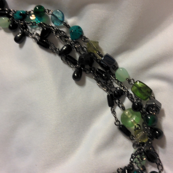 4 Strand Black and Green Lia Sophia Necklace - Picture 2 of 2